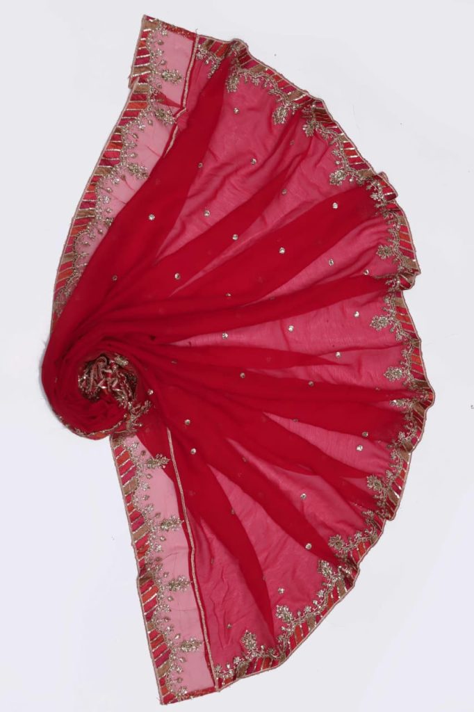 Embroidered Chiffon Wedding Suit with Silk Trouser