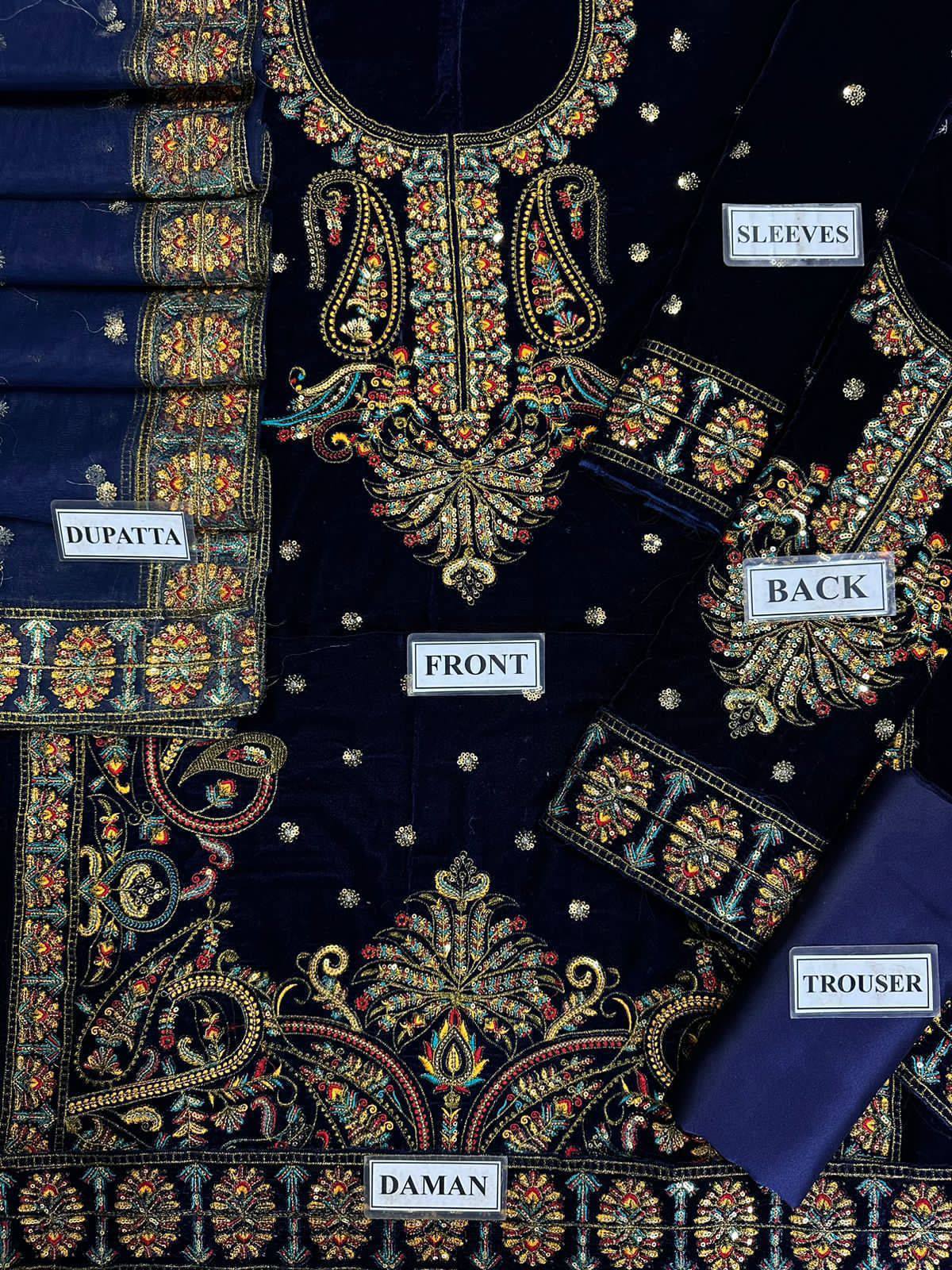 Asim Jofa Blue Velvet 3-piece Suit for Winter