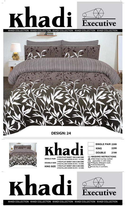 Khaadi Black Cotton Bed Sheet Set – 3 Piece | King Size