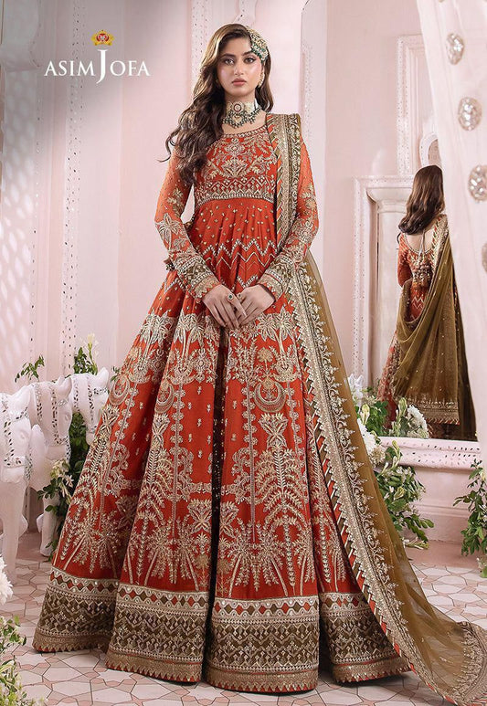 Asim Jofa Luxury Chiffon Frock – Heavy Embroidered with Satin Silk Trouser
