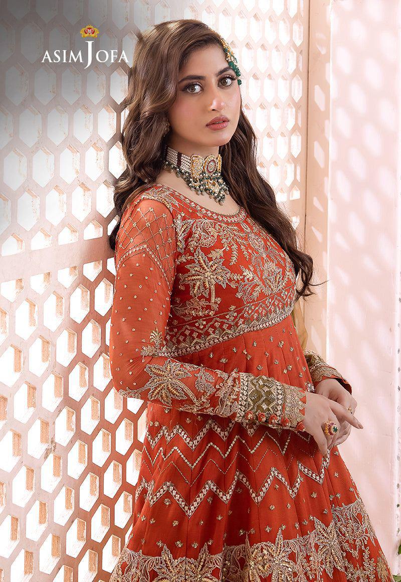 Asim Jofa Luxury Chiffon Frock – Heavy Embroidered with Satin Silk Trouser