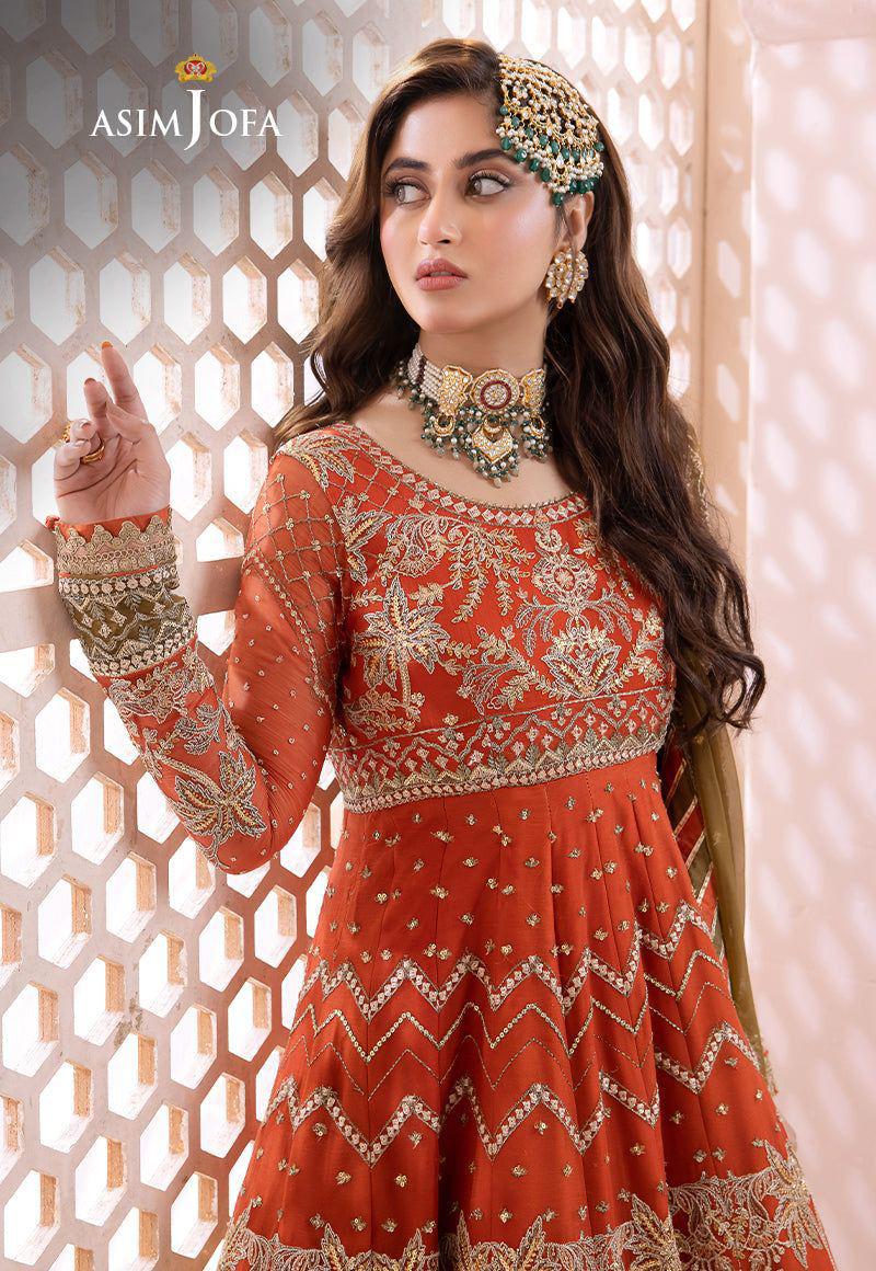 Asim Jofa Luxury Chiffon Frock – Heavy Embroidered with Satin Silk Trouser