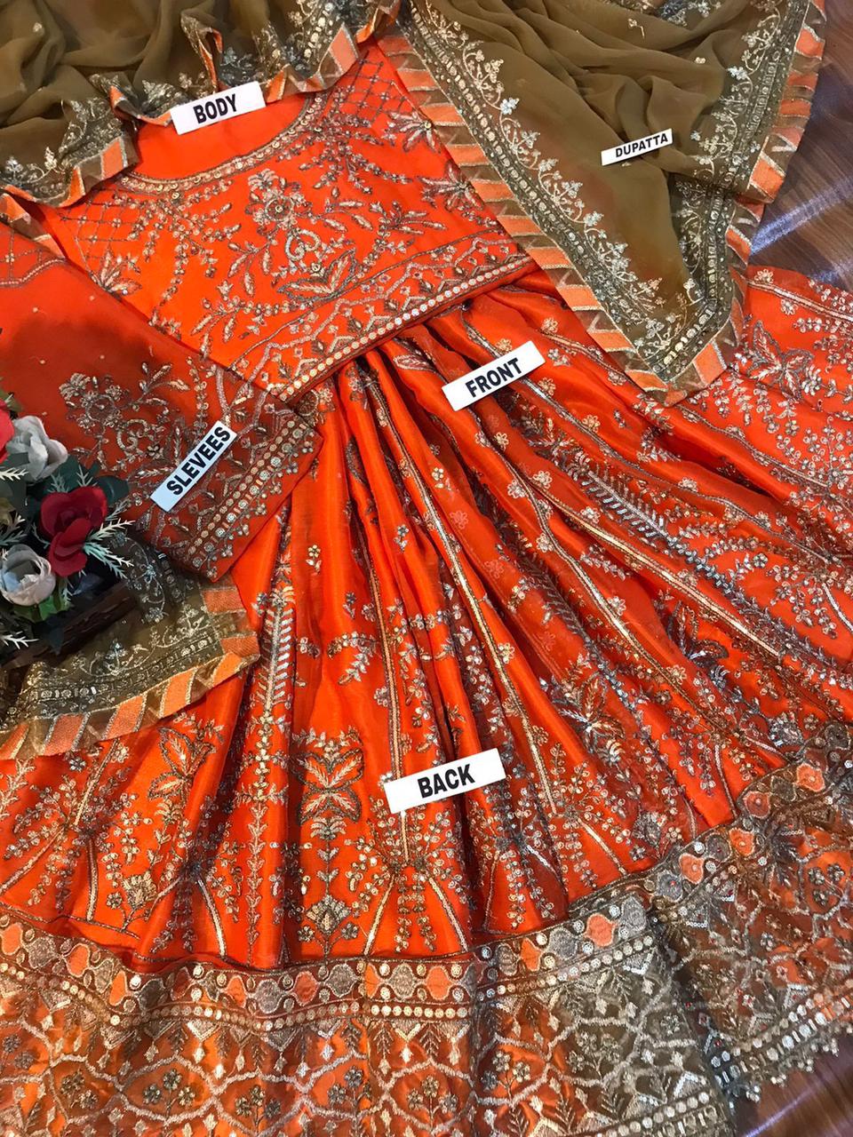 Asim Jofa Luxury Chiffon Frock – Heavy Embroidered with Satin Silk Trouser