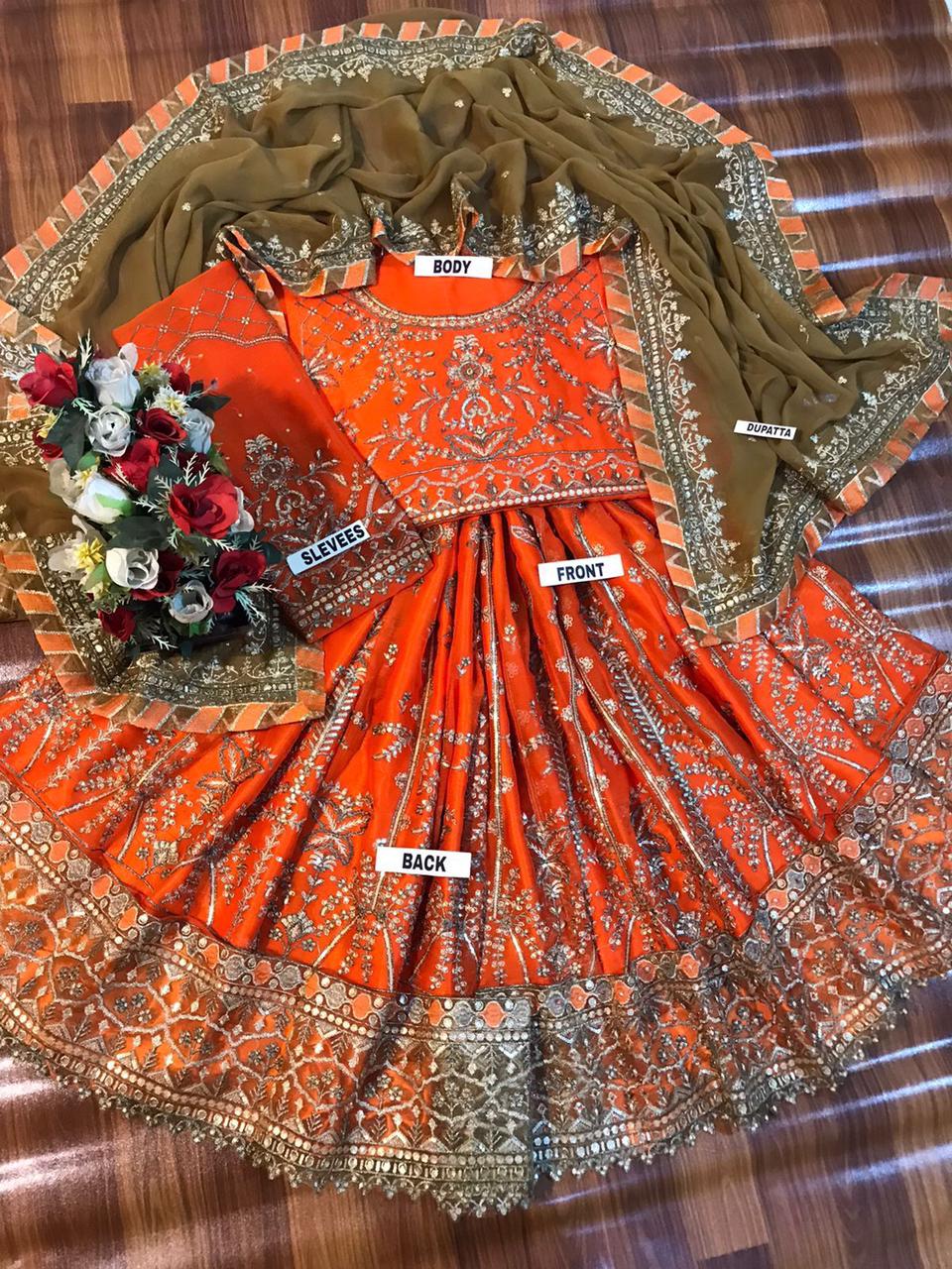 Asim Jofa Luxury Chiffon Frock – Heavy Embroidered with Satin Silk Trouser