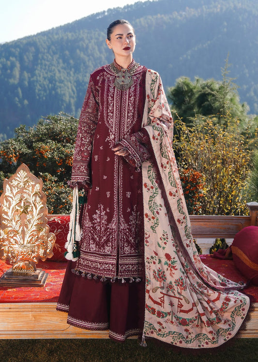 Hussain Rehar 3pc Winter Suit – Premium Dhanak with Twill Pashmina Shawl