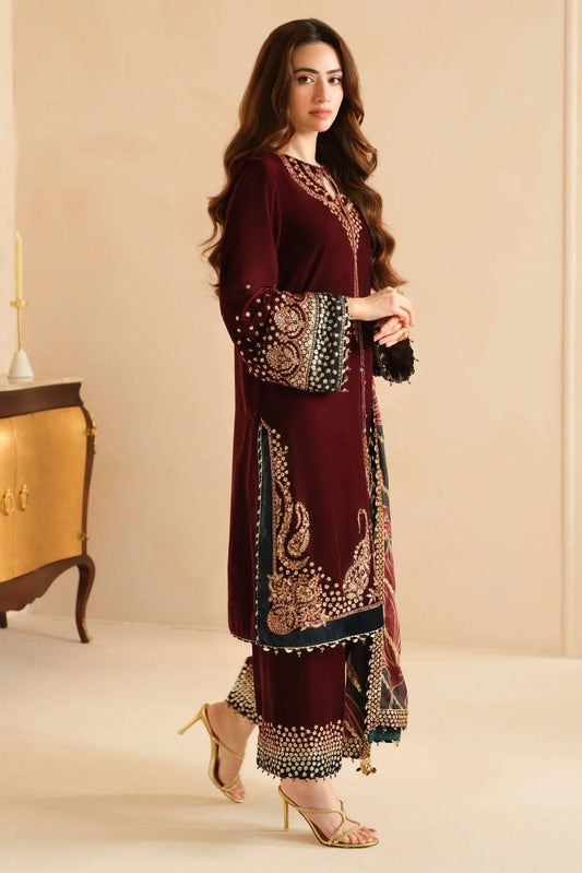 Jazmin Velvet 3-Piece Embroidered Spangle Suit – Luxury Winter Collection