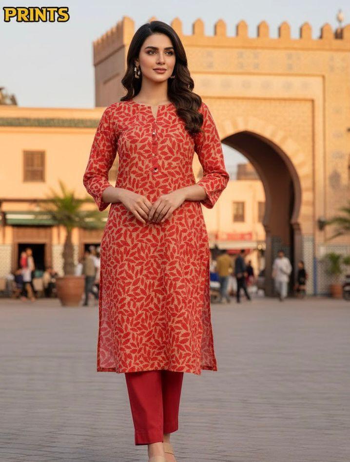 Lakhany Winter 2-Piece Dhanak Marina Suit | Printed Shirt & Dyed Trouser