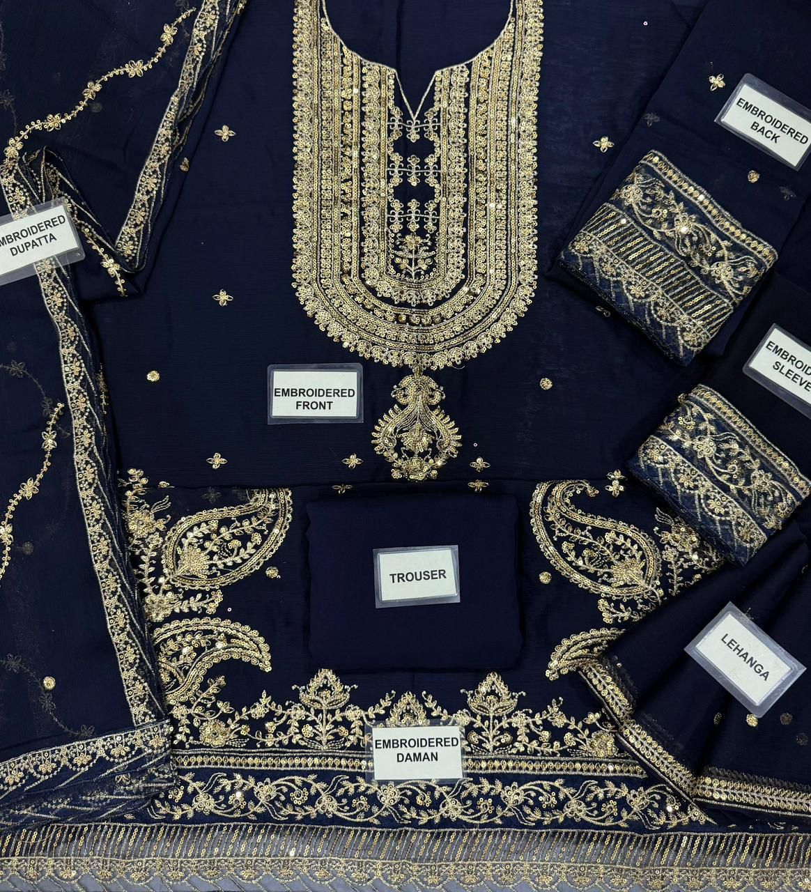 ASIM JOFA GLOBAL Embroidered Chiffon & Malai Gharara Suit | Luxury 3PC