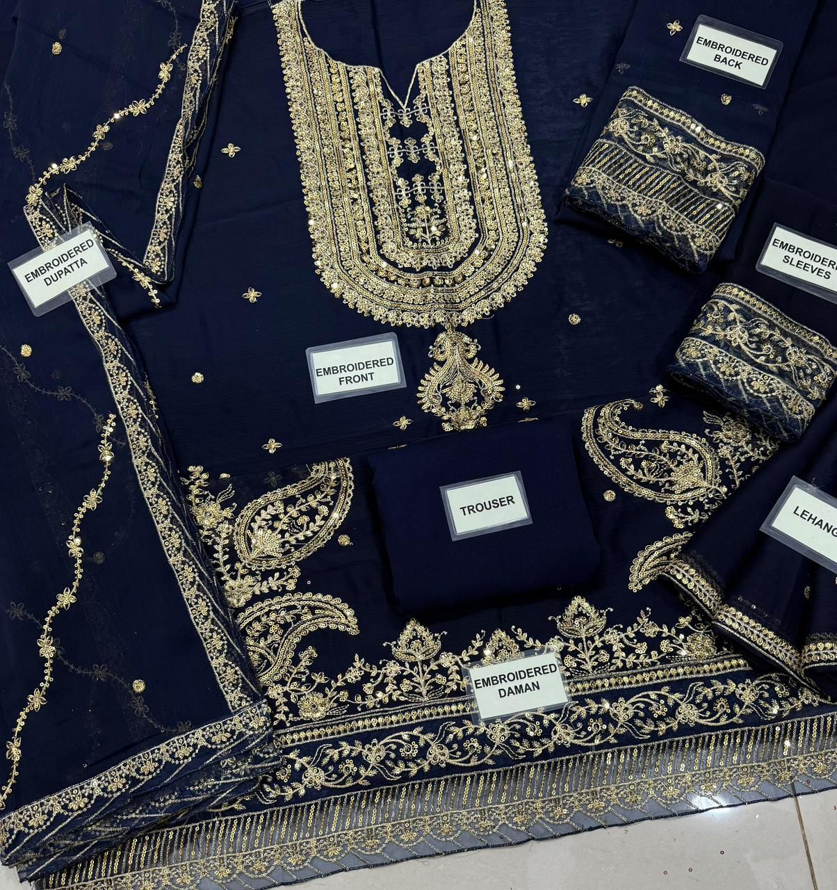 ASIM JOFA GLOBAL Embroidered Chiffon & Malai Gharara Suit | Luxury 3PC