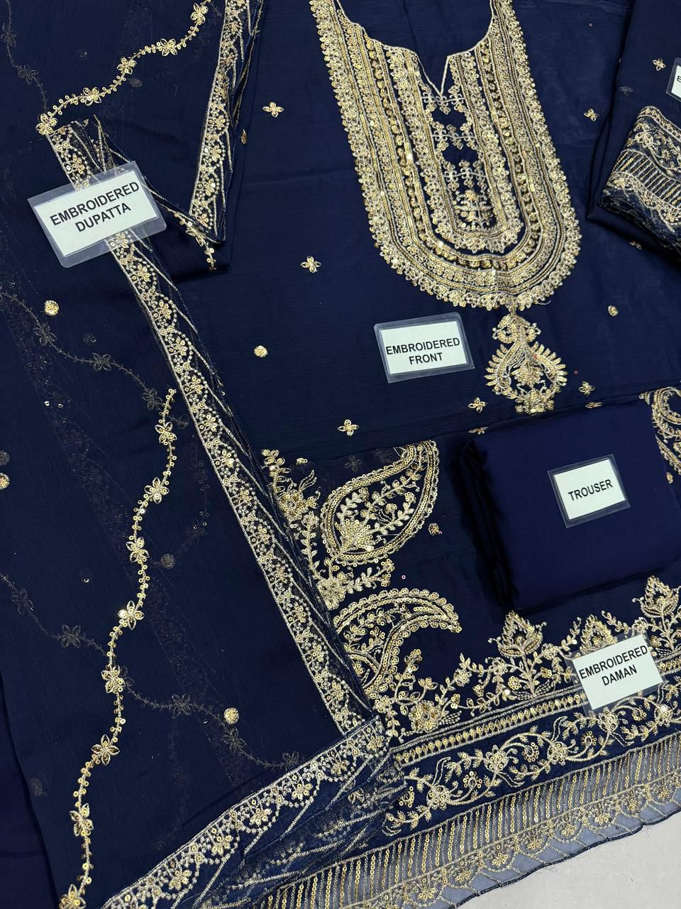 ASIM JOFA GLOBAL Embroidered Chiffon & Malai Gharara Suit | Luxury 3PC