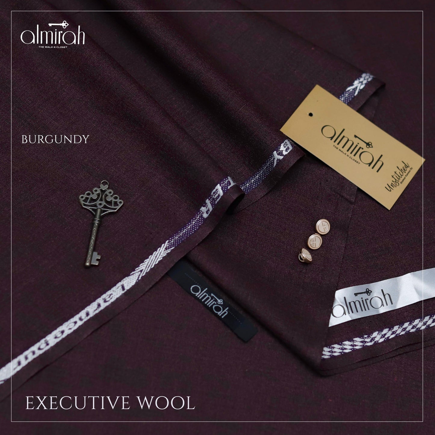 Almirah Executive Wool Suit – Premium Unstitched Fabric for Men