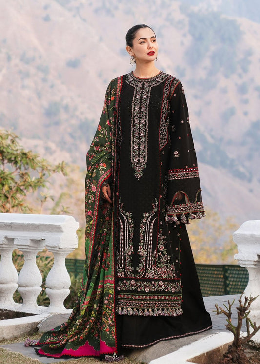 Heavy Embroidered Dhank Suit with Wool Shawl |