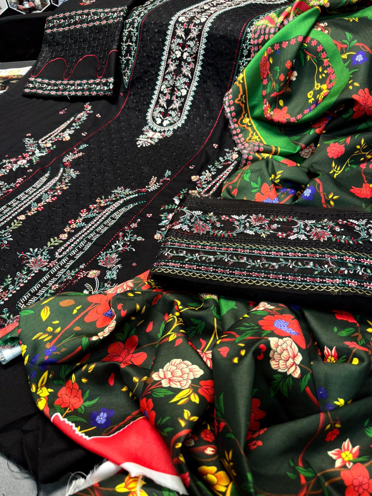 Heavy Embroidered Dhank Suit with Wool Shawl |