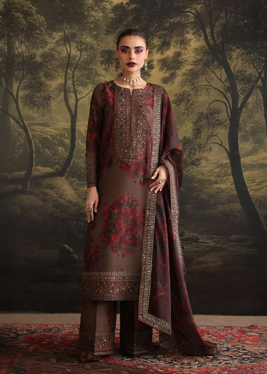 3PCS Unstitched Shamoz Silk Suit – Luxury Embroidered Digital Print