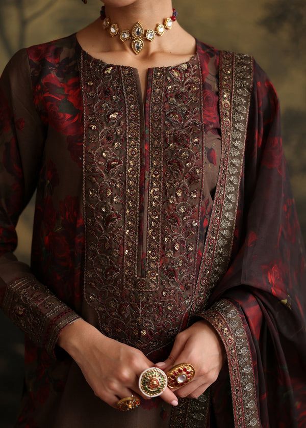 3PCS Unstitched Shamoz Silk Suit – Luxury Embroidered Digital Print
