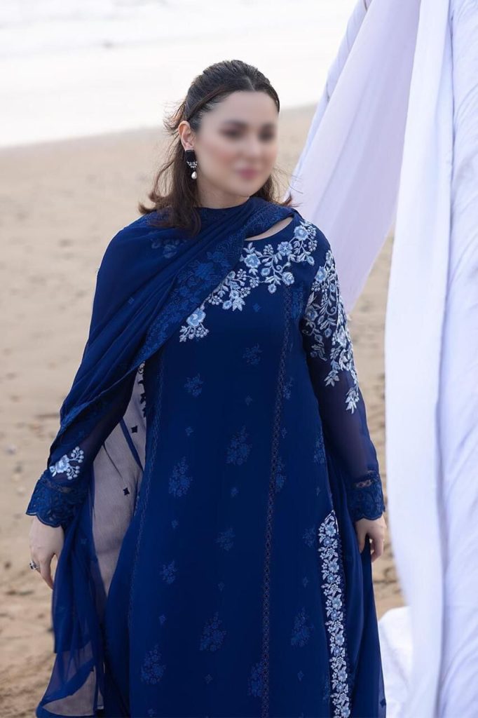 Azure Blue Embroidered Chiffon Suit with Dupatta | Luxury Party & Wedding Wear