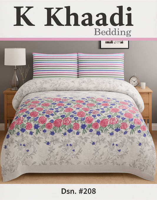 Khaadi Multicolor Cotton Bed Sheet Set – 3 Piece (King Size)