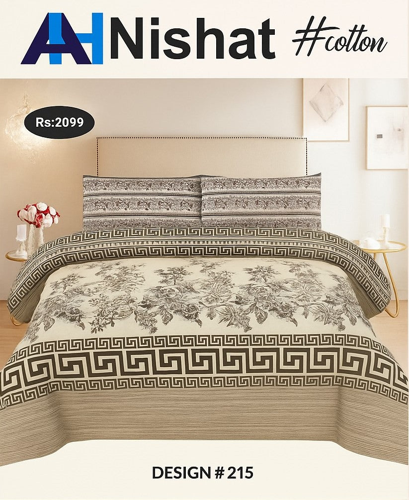 Nishat Floral Cotton Bed Sheet Set – Design 215 | King Size