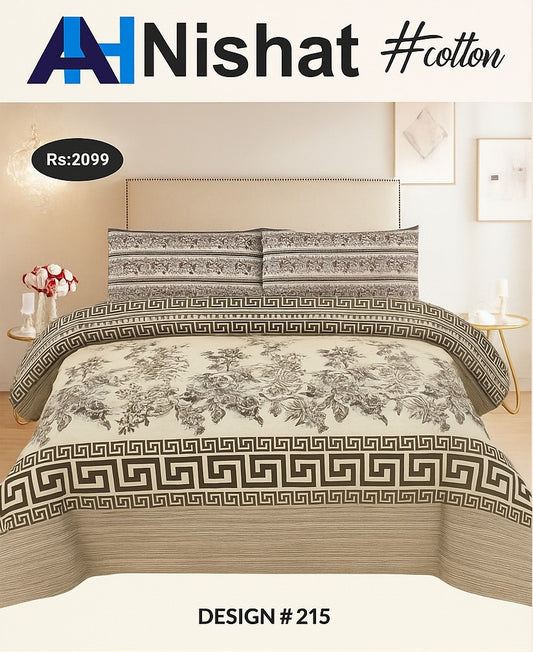 Nishat Floral Cotton Bed Sheet Set – Design 215 | King Size